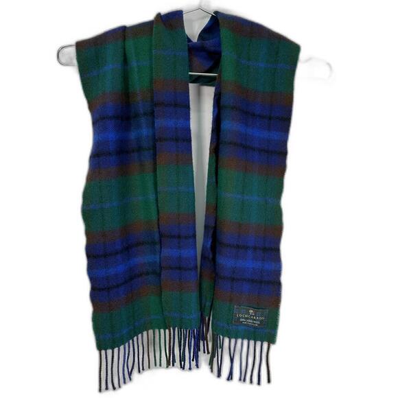 Lochcarron 100% Lambswool Blue Tartan Scarf - Picture 1 of 3